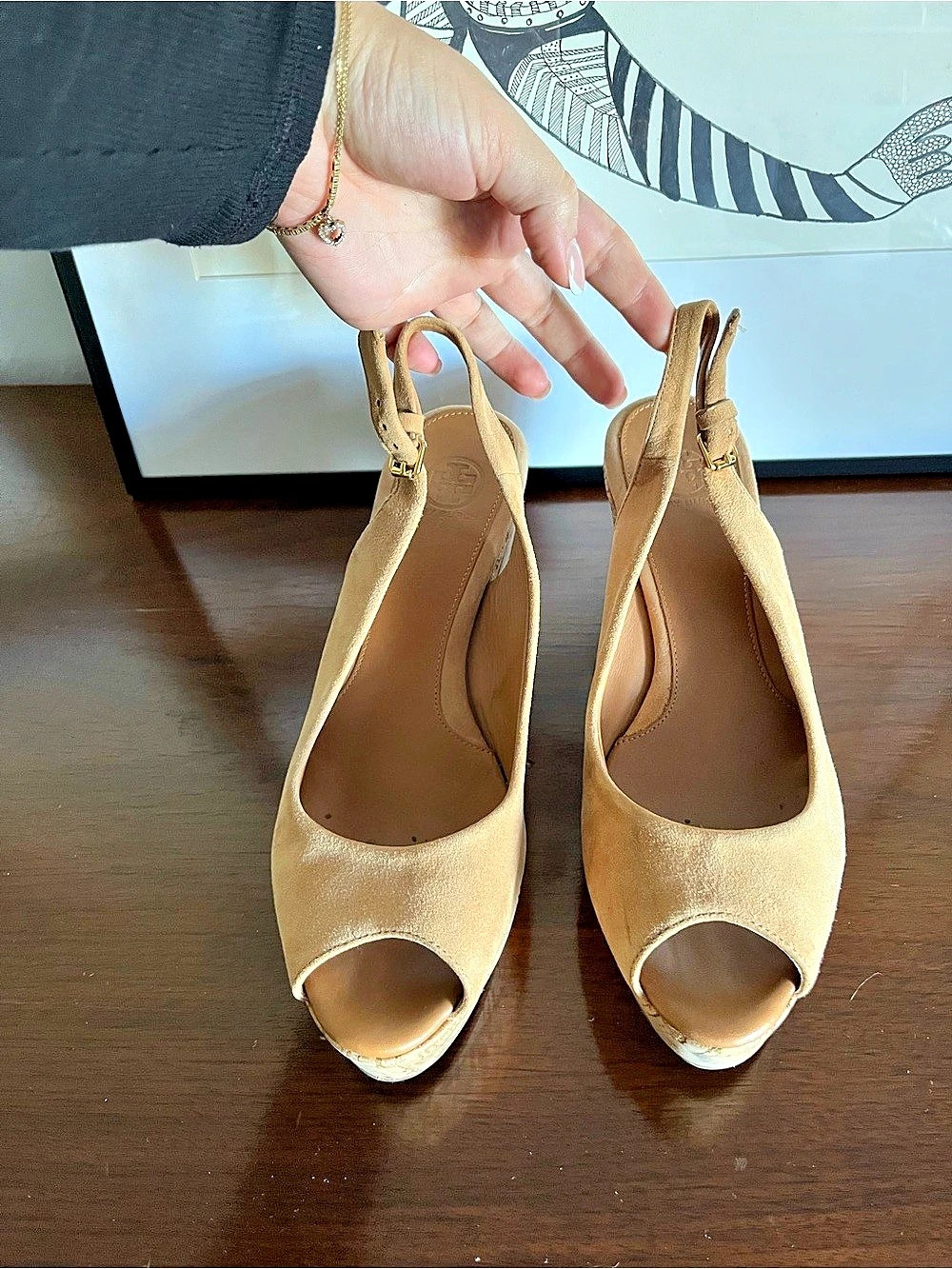 Tory Burch Cork Wedge Sandals in Brown US 8.5